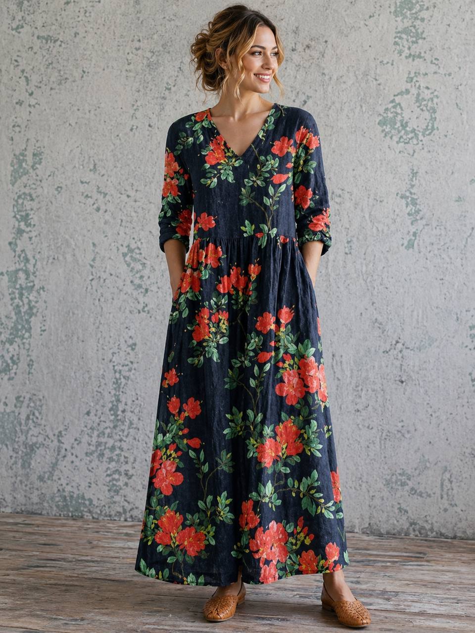 Aubriella | Midnight Bloom Floral Maxi Dress