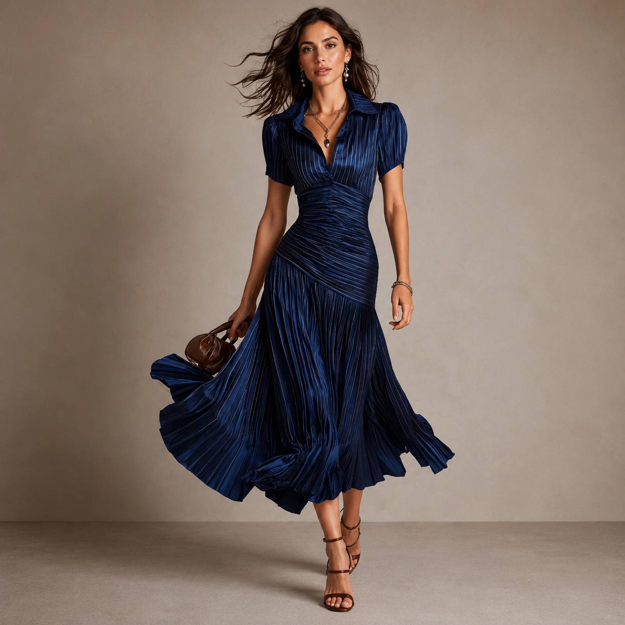 Valentina | Elegant Pleated Midi Dress