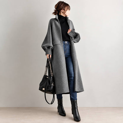 Women's Oversized High Neck Balloon Sleeve Longline Coat – view 1