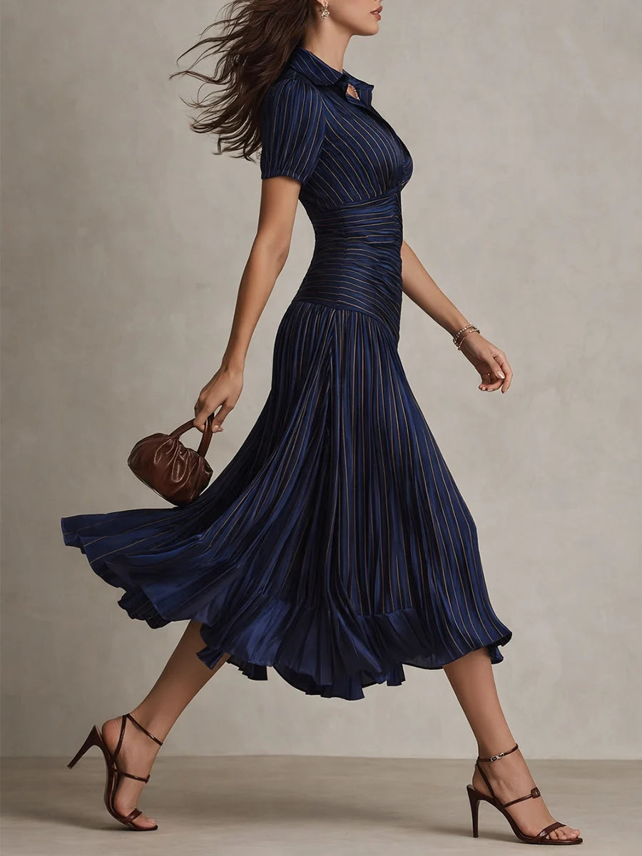 Women's Ruched Pleated Midi Dress