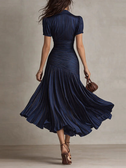 Women's Ruched Pleated Midi Dress