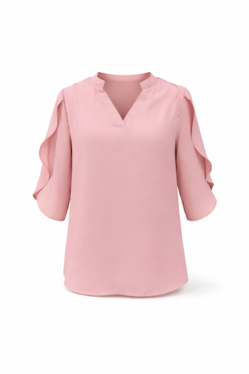 Women's Ruffle Sleeve Chiffon V Neck Blouse