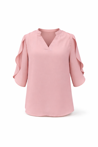Women's Ruffle Sleeve Chiffon V Neck Blouse