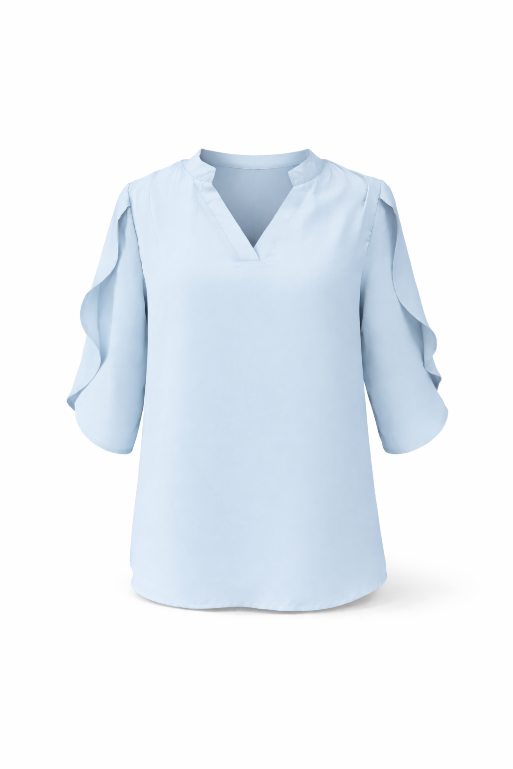 Women's Ruffle Sleeve Chiffon V Neck Blouse