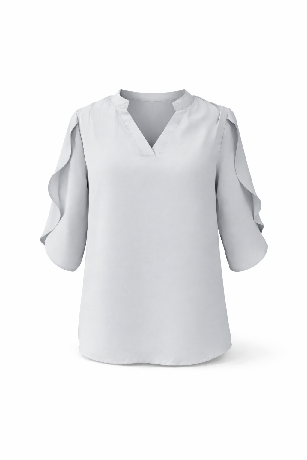Women's Ruffle Sleeve Chiffon V Neck Blouse