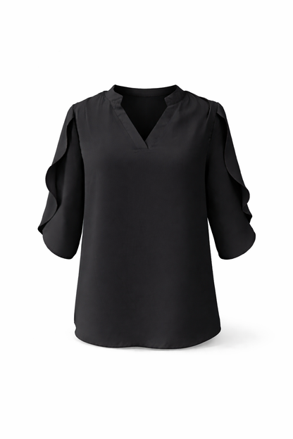 Women's Ruffle Sleeve Chiffon V Neck Blouse