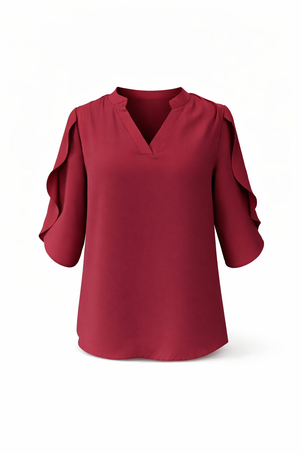 Women's Ruffle Sleeve Chiffon V Neck Blouse