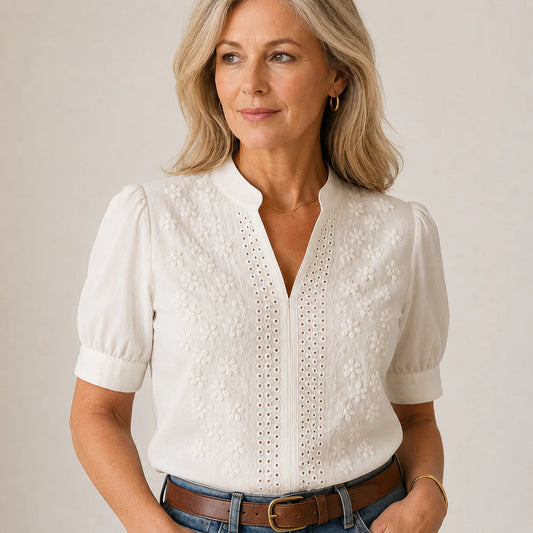 Liora | Embroidered Eyelet Blouse