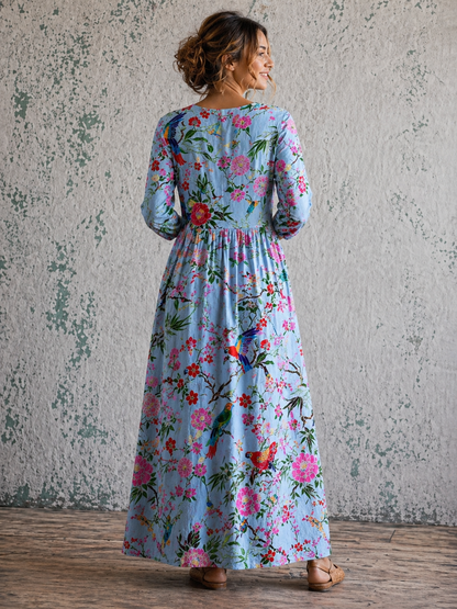 Women's Long Sleeve Floral Maxi Dress