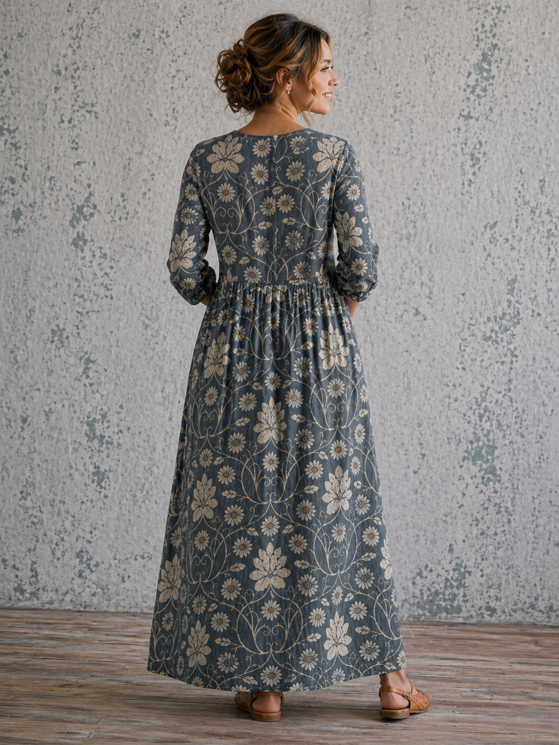 Women's Vintage Floral Maxi Dress