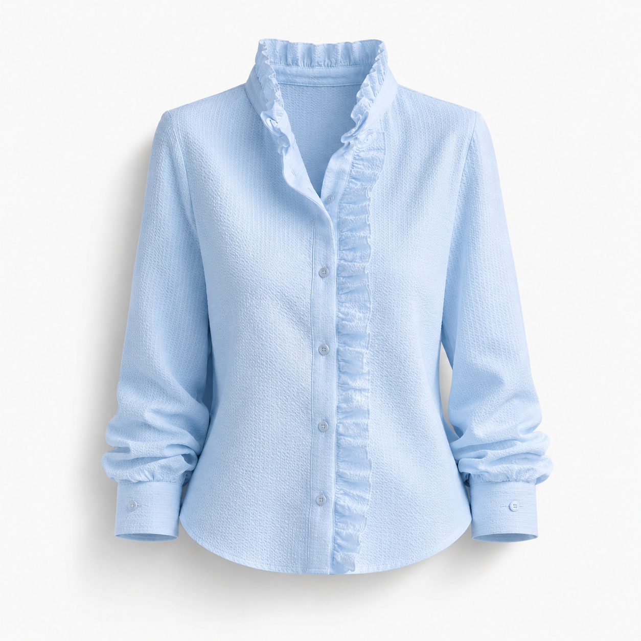Women's Ruffle Trim Button Down Blouse