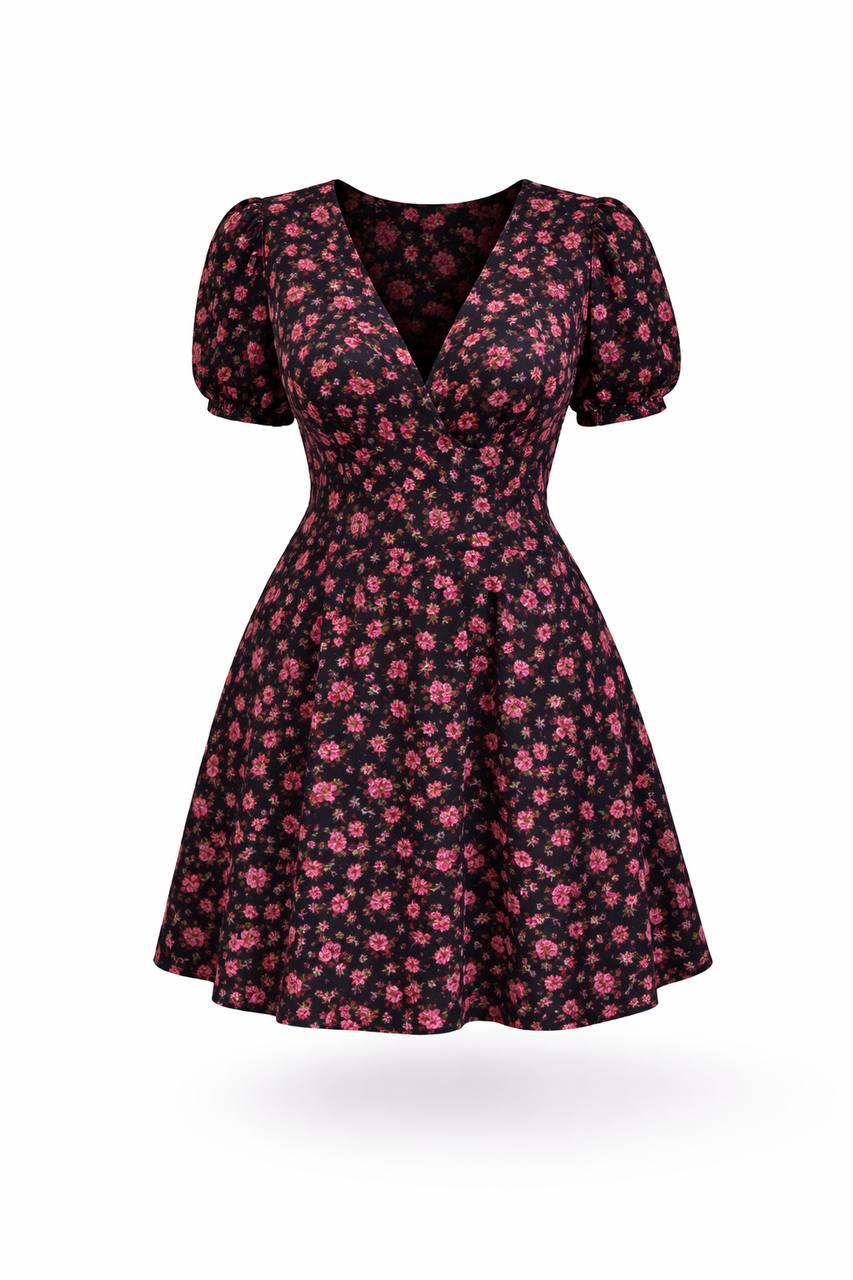 Floral V-Neck Mini Dress
