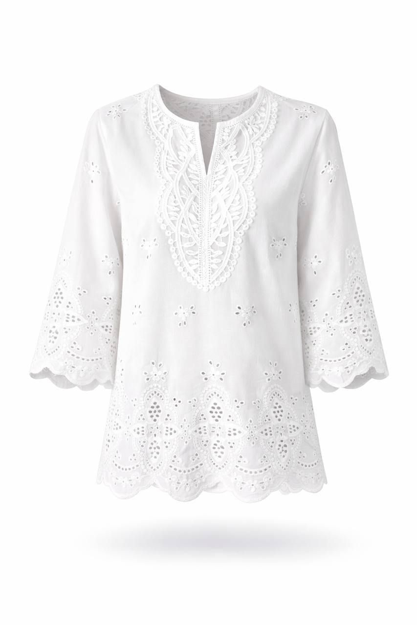 Women's Lace Embroidered Tunic Blouse
