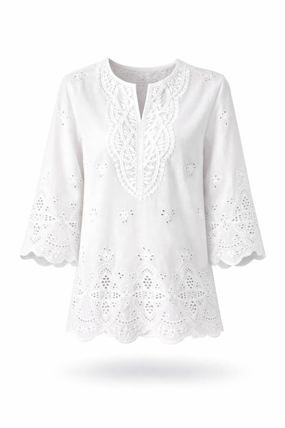 Women's Lace Embroidered Tunic Blouse