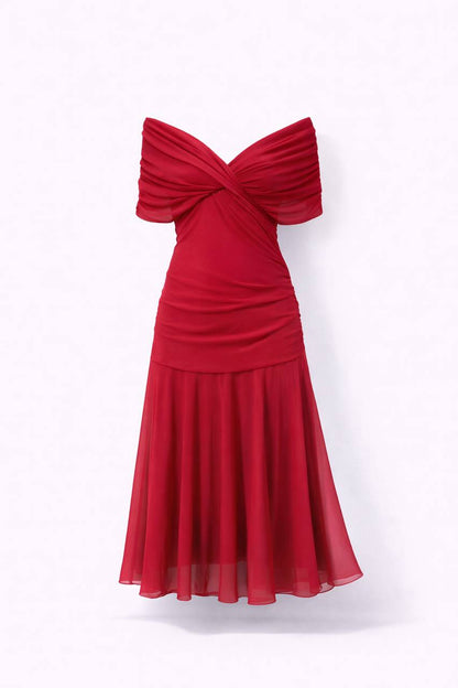 Women's Chiffon V-Neck Elegant Flowy Maxi Dress