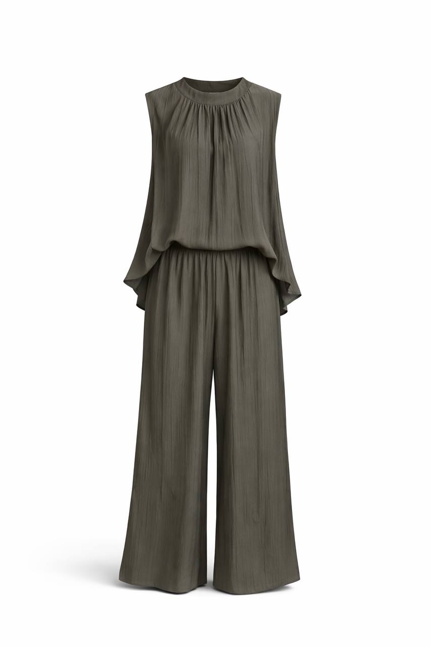Sleeveless Wide Leg Two-Piece Set