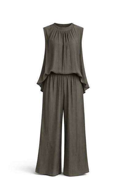 Sleeveless Wide Leg Two-Piece Set