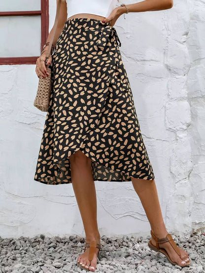 Animal Print Wrap Midi Skirt