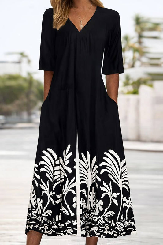 Floral Print Half Sleeve Jumpsuit