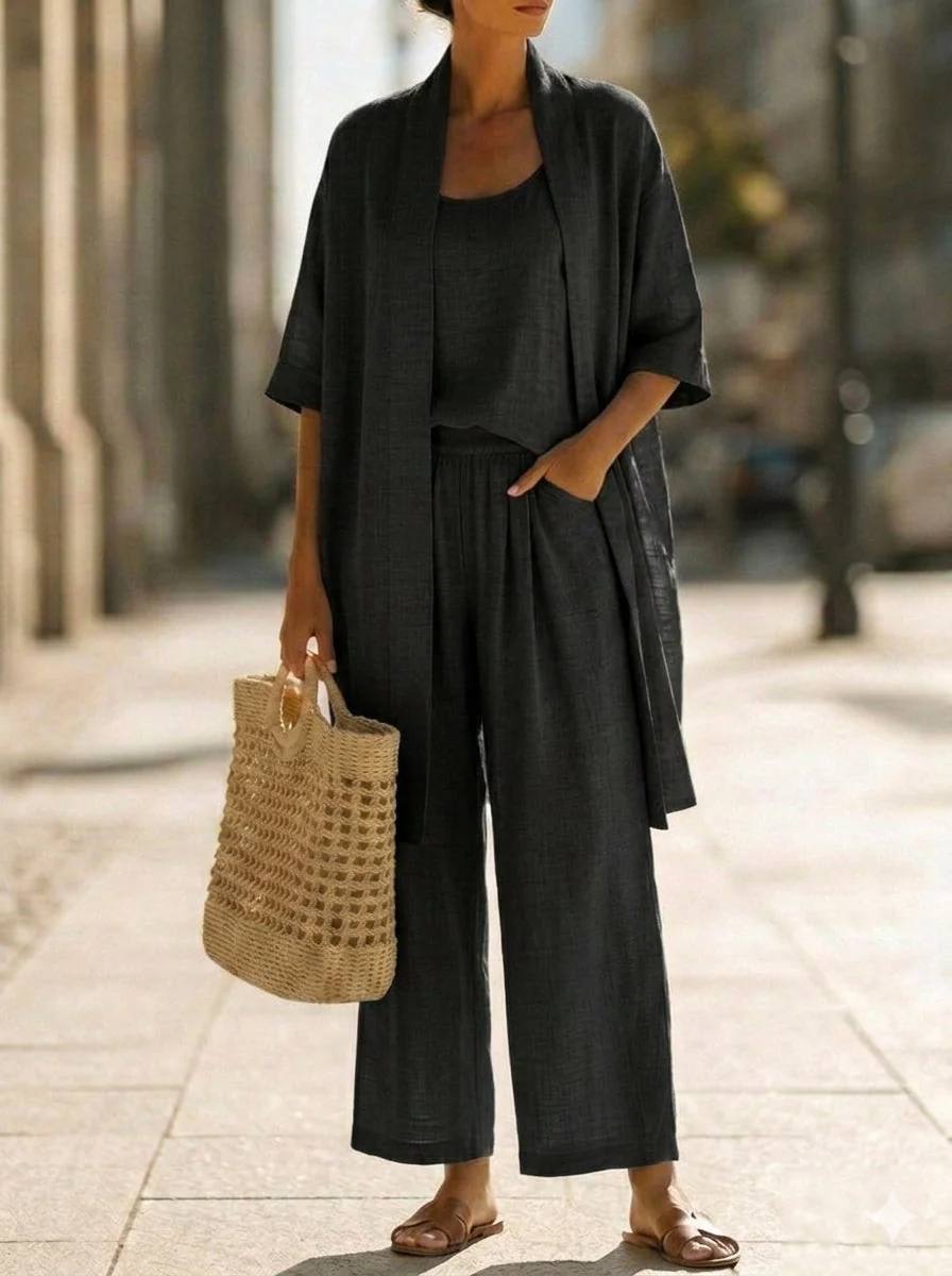 ISABELLA | EFFORTLESS LINEN-COTTON THREE PIECE SET