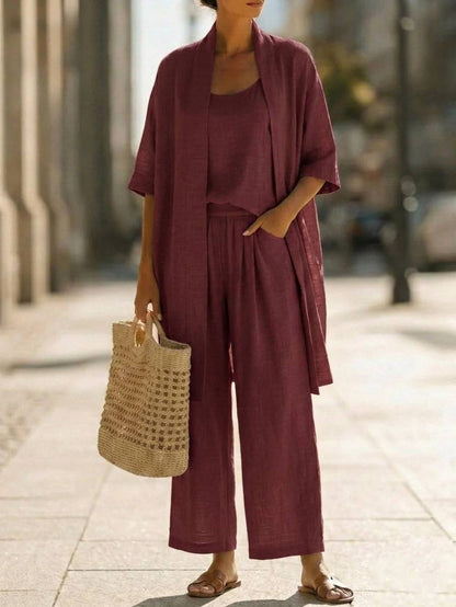 ISABELLA | EFFORTLESS LINEN-COTTON THREE PIECE SET
