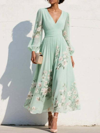 Women's Floral Long Sleeve Maxi Dress
