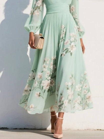 Women's Floral Long Sleeve Maxi Dress