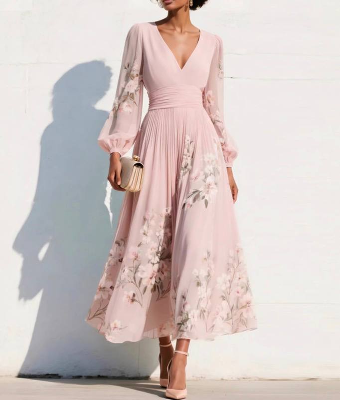 Women's Floral Long Sleeve Maxi Dress