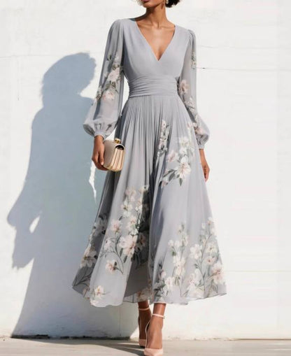 Women's Floral Long Sleeve Maxi Dress