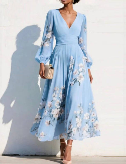 Women's Floral Long Sleeve Maxi Dress
