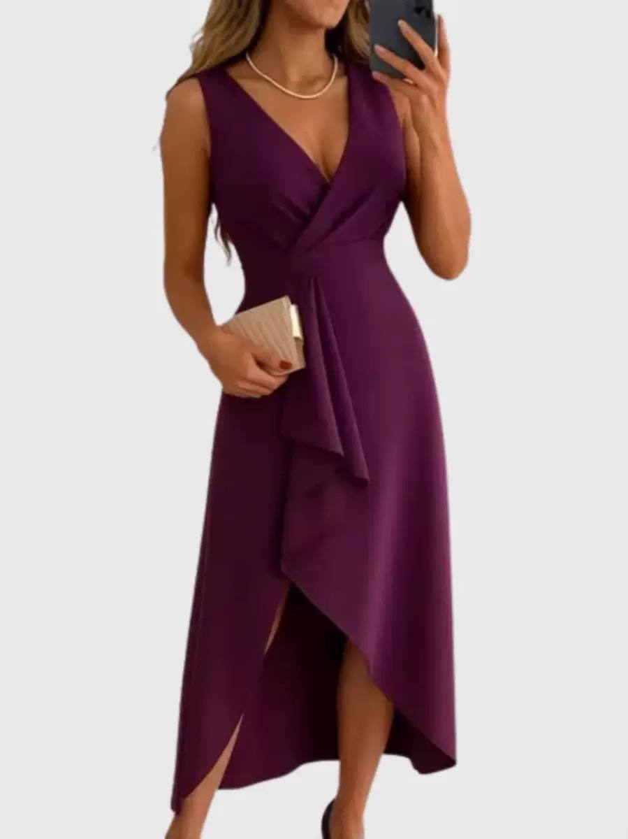 Stella | Elegant Wrap V-Neck Midi Dress