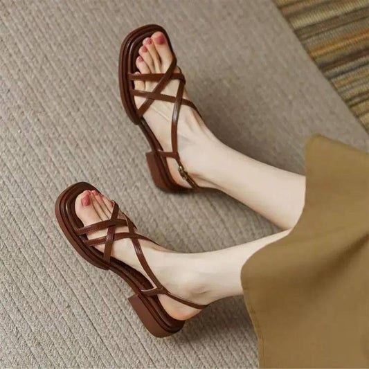 Lucy | Minimalist Cross-Strap Flat Sandals