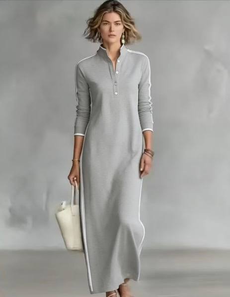 Women's Henley Long Sleeve Maxi Dress