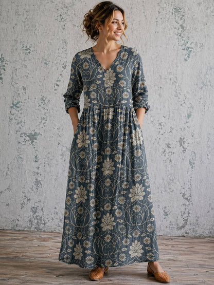 Women's Vintage Floral Maxi Dress