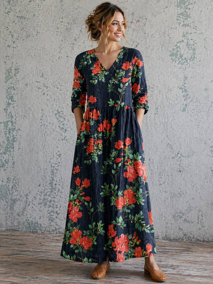 Aubriella | Midnight Bloom Floral Maxi Dress