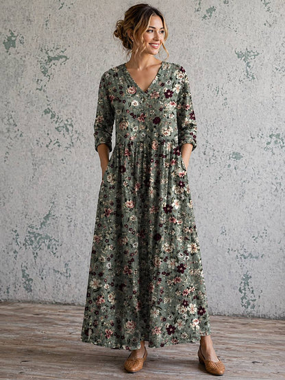 Women's Autumn Floral Maxi Dress