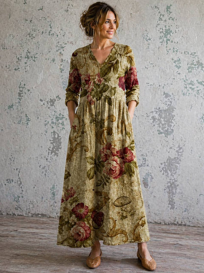 Braylee | Vintage Garden Earth Maxi Dress