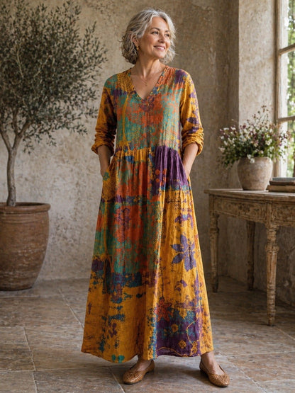 Caitlyn | Bohemian Patchwork Harmony Maxi Dress