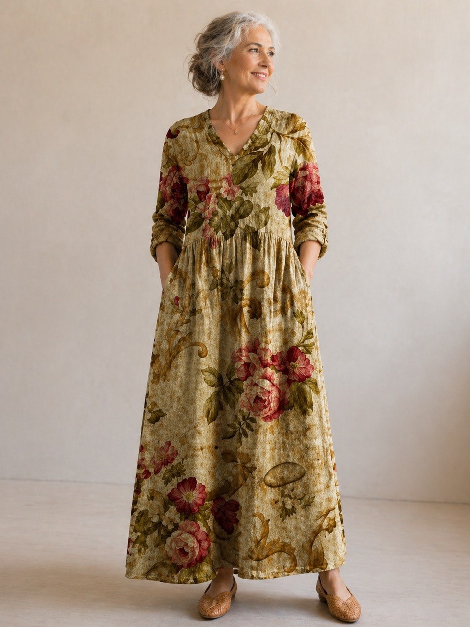 Braylee | Vintage Garden Earth Maxi Dress