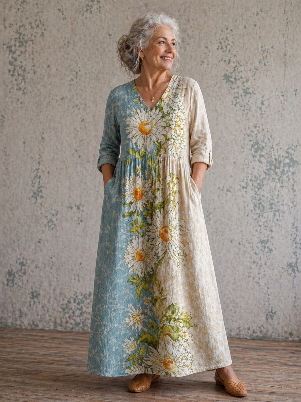 Antonella | Daisy Harmony Two-Tone Maxi Dress