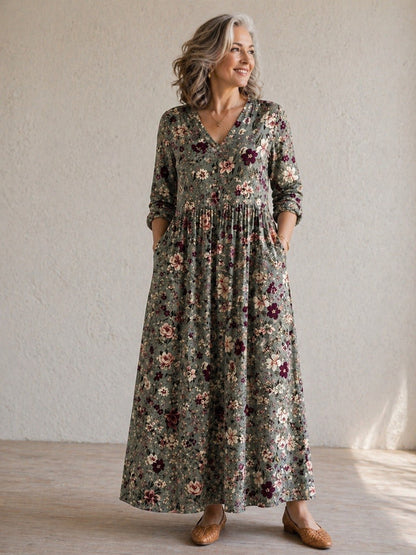 Women's Autumn Floral Maxi Dress