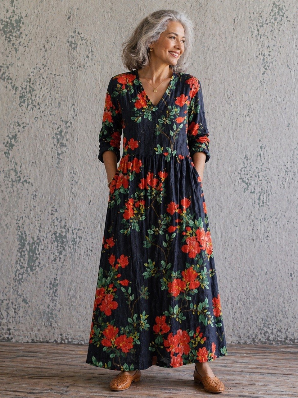 Aubriella | Midnight Bloom Floral Maxi Dress