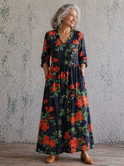 Aubriella | Midnight Bloom Floral Maxi Dress