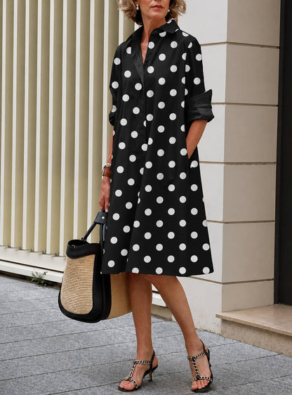 Women's Long Sleeve Polka Dot Dress