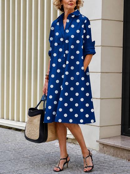 Women's Long Sleeve Polka Dot Dress