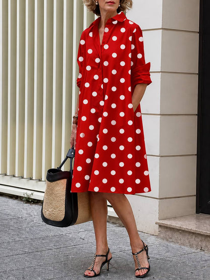 Women's Long Sleeve Polka Dot Dress