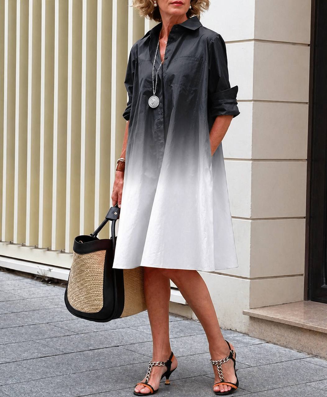 Cassidy | Elegant Gradient Shirt Dress