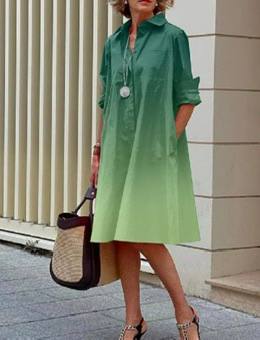 Women's Ombre Long Sleeve Shirt Dress
