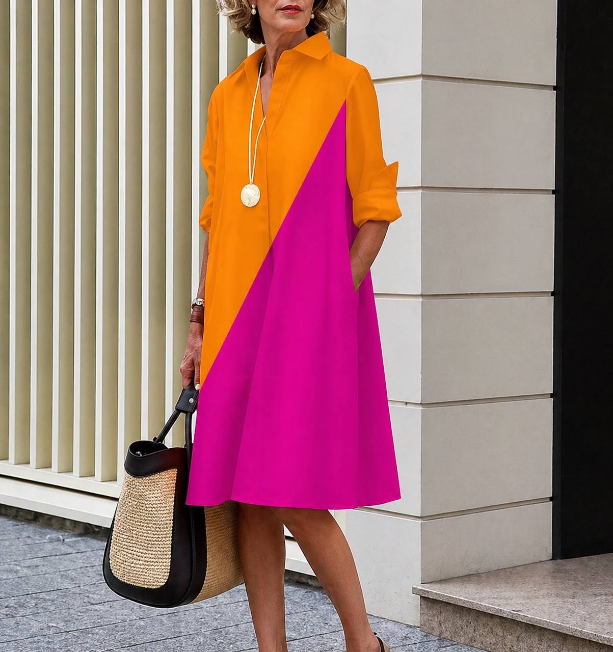 Catalina | Bold Contrast Color Shirt Dress