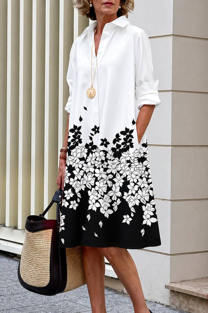 Charleigh | Classic Floral Contrast Shirt Dress